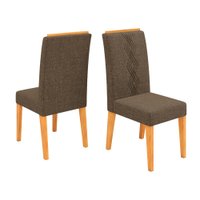 Conjunto de 2 Cadeiras Estofada Sala de Jantar Tati - Cedro/Marrom