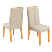 Conjunto de 2 Cadeiras Estofada Sala de Jantar Tati - Cedro/Cappuccino