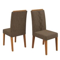 Conjunto de 2 Cadeiras Estofada Sala de Jantar Tati - Madeirado/Marrom