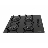 Cooktop Fogatti à Gás FGT 4B Vidro Preto Flange Esmaltada