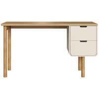 Escrivaninha 2 Gavetas 136 cm Pes Madeira Maciça 28106 Hanover Off White Artesano