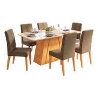 Conjunto Sala de Jantar Mesa Tampo em Vidro 1,70m Sandy 6 Cadeiras Tati