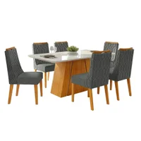 Conjunto Sala de Jantar Mesa Tampo em Vidro 1,70m Sandy 6 Cadeiras Bel