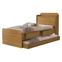 Bicama Solteiro 2 Gavetas 220X98 cm Com Bau E Cama Auxiliar MDF Nature Decmade