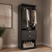 Closet Aberto 2 Gavetas Alasca Preto Touch Carraro