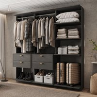 Closet Modulado com 4 Gavetas Alasca Preto Touch Carraro