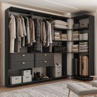 Closet Modulado Canto 4 Gavetas Alasca Preto Touch Carraro