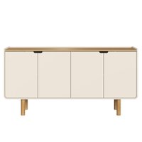 Buffet Balcao 4 Portas 160 cm Pes Madeira Maciça 28095 Hanover Off White Artesano