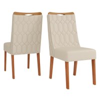 Conjunto de 2 Cadeiras Estofada Sala de Jantar Bel - Madeirado/Cappuccino