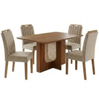 Mesa de Jantar Louise MDF Com 4 Cadeiras Estofadas Suede Joli MOLCI