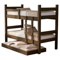 Beliche Solteiro Leticia Com Cama Auxiliar Mili MDF 199X95 cm Castanho Decmade