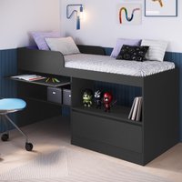 Cama de Solteiro com Escrivaninha e 1 Porta para Colchão 188x78cm Multimóveis CR40148 Grafite