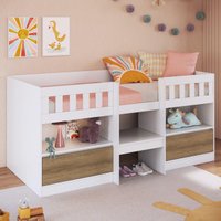 Cama de Solteiro Alta com 2 Portas para Colchão 188x78cm Multimóveis CR40150 Branco/Mel