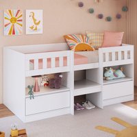 Cama de Solteiro Alta com 2 Portas para Colchão 188x78cm Multimóveis CR40150 Branco