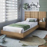 Cama de Solteiro com Cabeceira e Mesa para Colchão 188x78/88cm Multimóveis CR40143 Mel