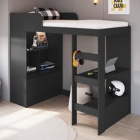 Cama de Solteiro Alta com Escrivaninha Embutida para Colchão 188x78cm Multimóveis CR40147 Grafite