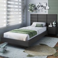Cama de Solteiro com Cabeceira e Mesa para Colchão 188x78/88cm Multimóveis CR40143 Grafite