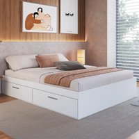 Cama de Casal com Baú 4 portas para Colchão 188x138cm Multimóveis CR40132 Branco