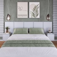 Cabeceira Casal com 2 Mesas de Cabeceira 222cm Multimóveis CR35454 Branco