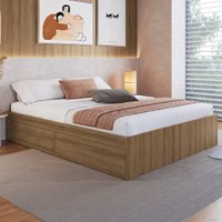 Cama Queen com Baú 4 portas para Colchão 198x158cm Multimóveis CR40133 Mel