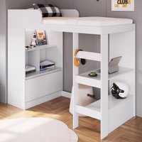 Cama de Solteiro Alta com Escrivaninha Embutida para Colchão 188x78cm Multimóveis CR40147 Branco