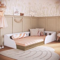 Cama de Solteiro Montessoriana para Colchão 188x78cm Multimóveis CR40151 Branco/Mel
