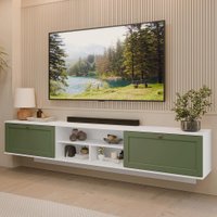 Rack Suspenso para TV até 80 Polegadas 218 cm 2 Portas Branco/Verde Vik Madesa