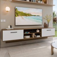 Rack Suspenso para TV até 80 Polegadas 218 cm 2 Portas Rustic/Branco Agata Madesa