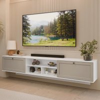 Rack Suspenso para TV até 80 Polegadas 218 cm 2 Portas Branco/Crema Vik Madesa