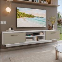 Rack Suspenso para TV até 80 Polegadas 218 cm 2 Portas Branco/Crema Agata Madesa