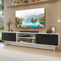 Rack para TV até 80 Polegadas 218 cm 2 Portas Branco/Preto Agata Madesa