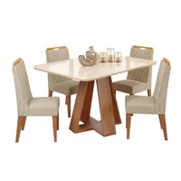 Conjunto Sala de Jantar Mesa Tampo em Vidro 1,20m Maria 4 Cadeiras Bel