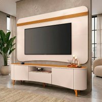 Rack Bancada com Painel para TV Até 80 Polegadas 2m Delta - Off White / Madeirado