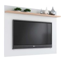 Painel Benevello Até 50 Polegadas Com Prateleira MDP Quiditá - Branco com Siena