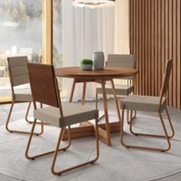 Conjunto Sala de Jantar 4 Cadeiras Malta Carraro Rosê