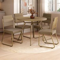 Conjunto Sala de Jantar 4 Cadeiras San Francisco Carraro Dourada