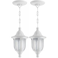 Jogo 2 Luminárias de Teto Modena Lente Fosca 52cm Pendentes Bivolt E27 Branco Dital