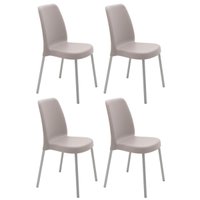 Kit 4 Cadeiras Plástica com Pernas em Alumínio Camurça Cozinha Tramontina Summa Vanda Elegante