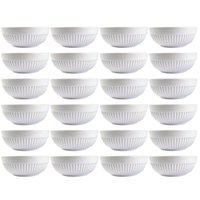 Kit 24 Tigelas Bowls 630ml Branco Canelado Porcelana Germer Caldos Sopas Aperitivos Restaurante Bar