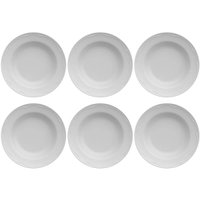 Jogo 6 Pratos Fundos Porcelana Branca 350ml Germer Cottage Sopas Caldos Mesa Posta