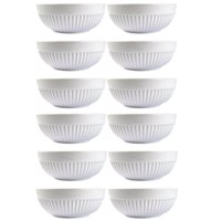 Jogo 12 Bowls Tigelas 630ml Média Porcelana Branca Canelada Germer para Frutas Cereais Saladas