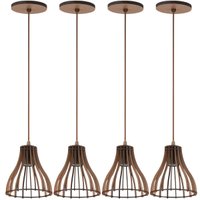 Kit 4 Pendentes Luminárias de Teto Bivolt MDF Dital Tiffany Iluminação Decorativa Sala Hall