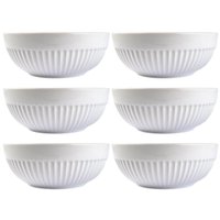 Conjunto 6 Tigelas Brancas 630ml Média Caneladas Assar Servir Germer Molhos Saladas