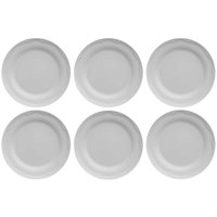 Jogo 6 Pratos de Sobremesa em Porcelana 20cm Branco Germer Relevo Cottage Bolo