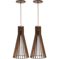 Kit 2 Pendentes Cone MDF Luminárias Decorativos Tiffany Dital Salas Escritórios Halls