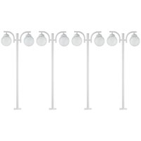 Kit 4 Postes Luminária para Praça Jardim 2m Branco Alumínio E27 Global Dital Iluminação Externa