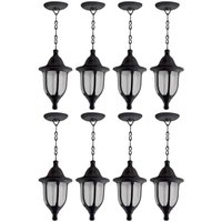 Conjunto 8 Luminárias Pendentes Pretas de Teto Termoplástico Lente Fosca Lâmpada E27 Dital
