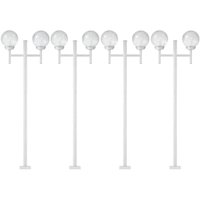 Kit 4 Postes Duplos para Jardim Iluminação Externa Alumínio 2,2m Branco Luminárias Global Dital