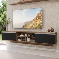 Rack Suspenso para TV até 80 Polegadas 218 cm 2 Portas Rustic/Preto Glamy Madesa