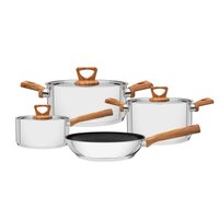 Jogo de Panelas Tramontina Brava Antiaderente c/4 Peças em Aço Inox com Fundo Triplo